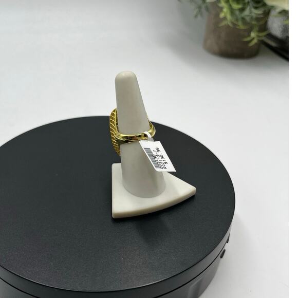 Sterling Silver Vermeil Signed Spider Web Weave CZ Pave Ring Sz 7.5 New - Picture 4 of 11